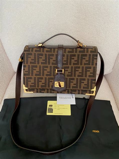 Fendi Zucca Print Classico No. 1 Msng Brown/Tobacco Leather 